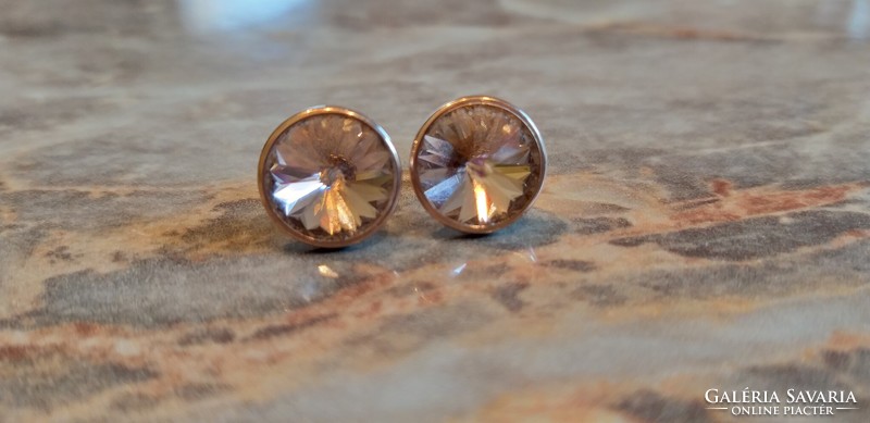 Rose gold-plated silver earrings marked with rose gold, 1.1 cm