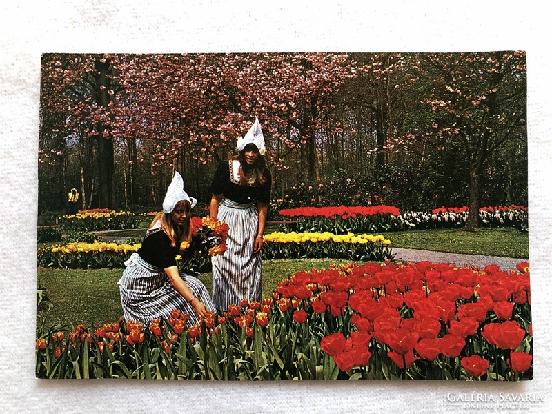 Old Dutch national costume postcard, sheet - post office