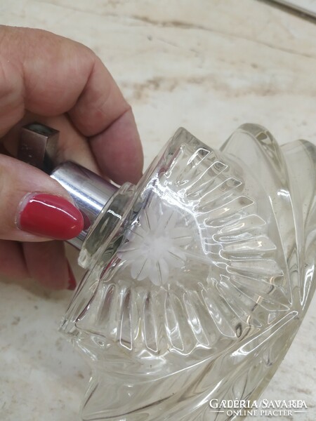 Antique polished, faceted crystal art-deco perfume bottle for sale!