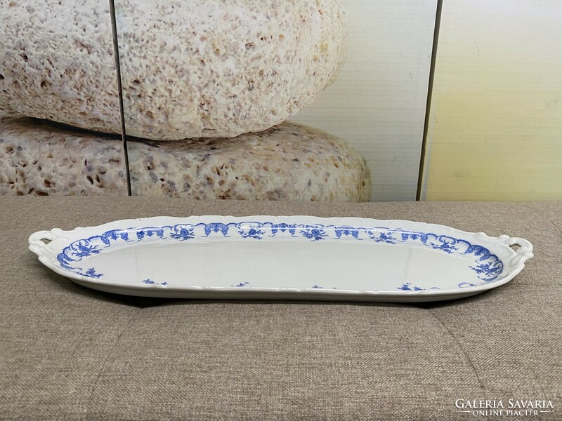 Zsolnay porcelain blue floral centerpiece, serving bowl a43