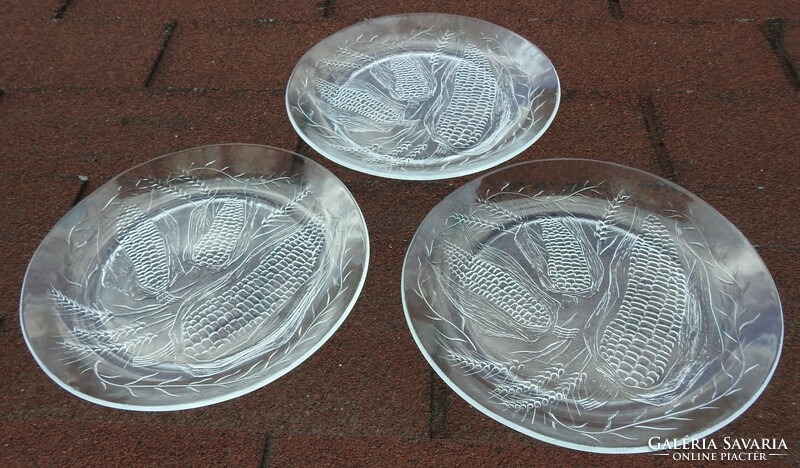 Set of 3 glass bowls with a corn pattern