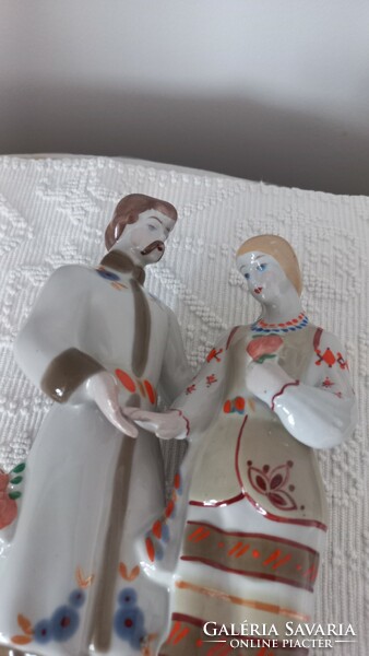 Retro Szovjet Polanszki Művészeti Kerámigyár "Szerelmes pár" ,jelzett, figurális szobor