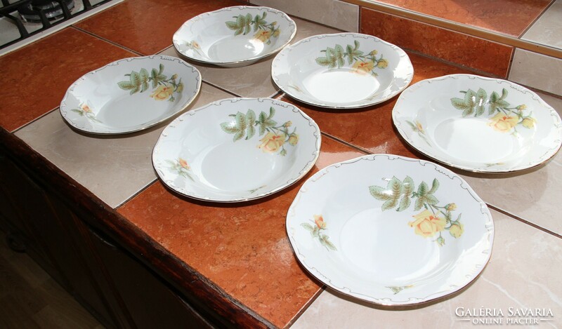 Zsolnay yellow rose deep plate 6 pcs.