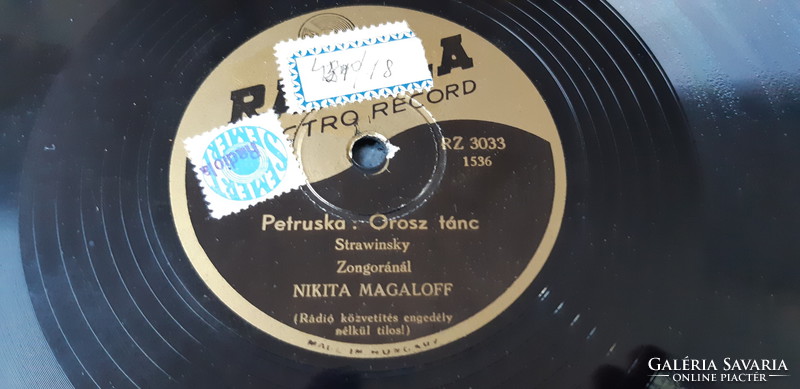 NIKITA MAGALOFF ZONGORÁZIK  SELLAK GRAMOFON LEMEZ 78 - AS  RPM