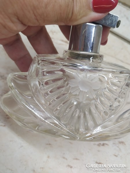 Antique polished, faceted crystal art-deco perfume bottle for sale!