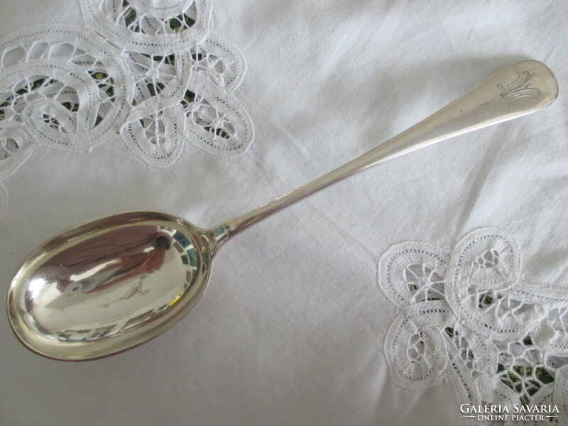 Antique silver serving spoon from Baruch Antal workshop, 137 grams. A beautiful, flawless piece.