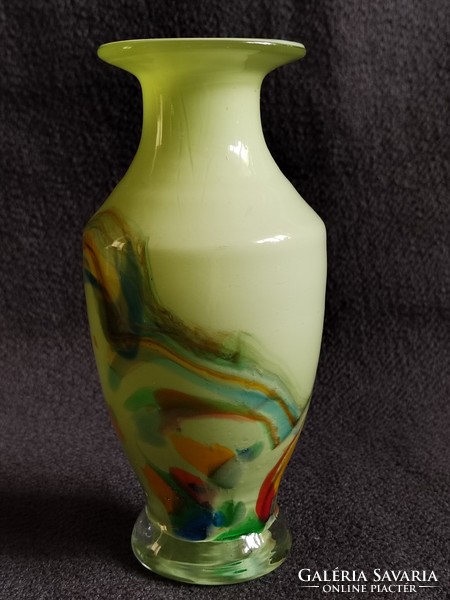 14 cm high vintage laminated Murano glass vase