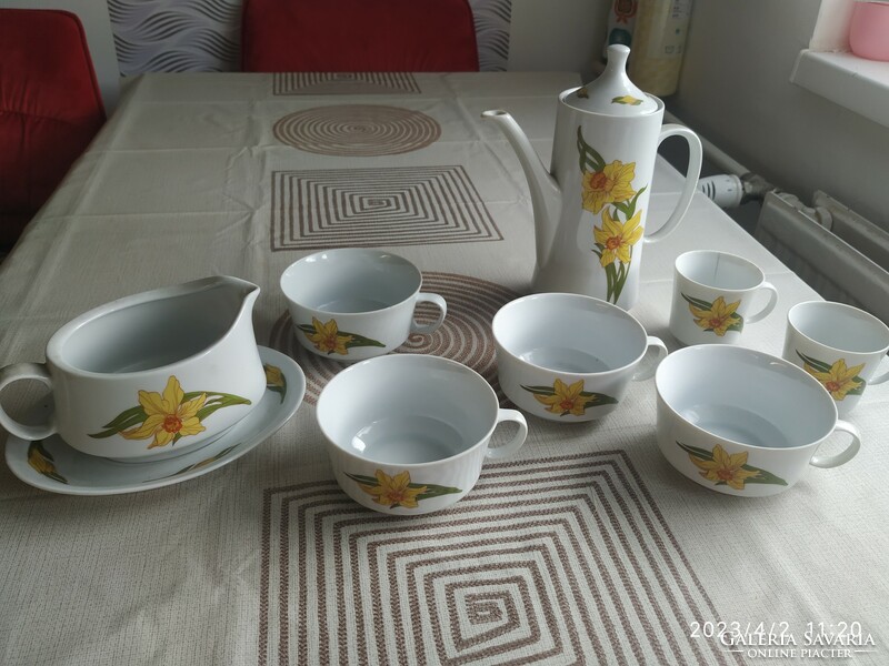 Alföldi porcelain, tea set with yellow flowers for sale!