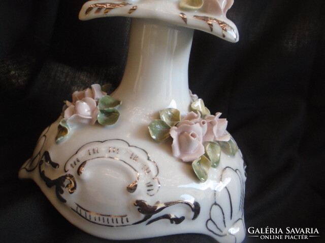 Massive, larger-sized, wonderful candle holder, very fine work, in display case condition, 24 x 14 cm