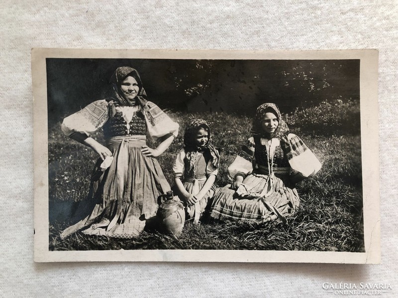 Antique, old Slovak national costume postcard - 1927