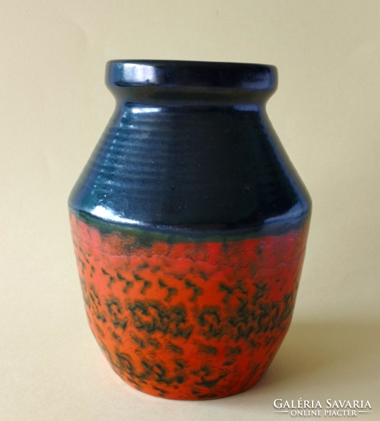 Retro orange - black glazed lake head vase