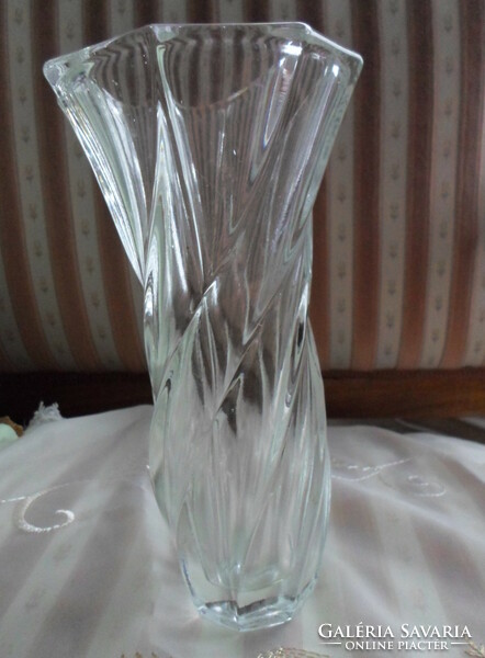 Retro, csavart üvegváza (1970-1980-as évek, vastag üveg, váza)