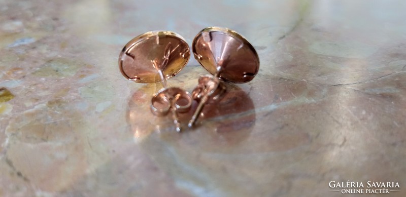 Rose gold-plated silver earrings marked with rose gold, 1.1 cm