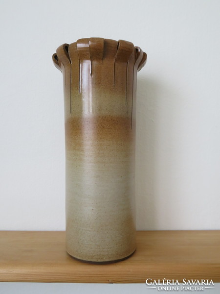 Marked, large terracotta vase, in earthy colors