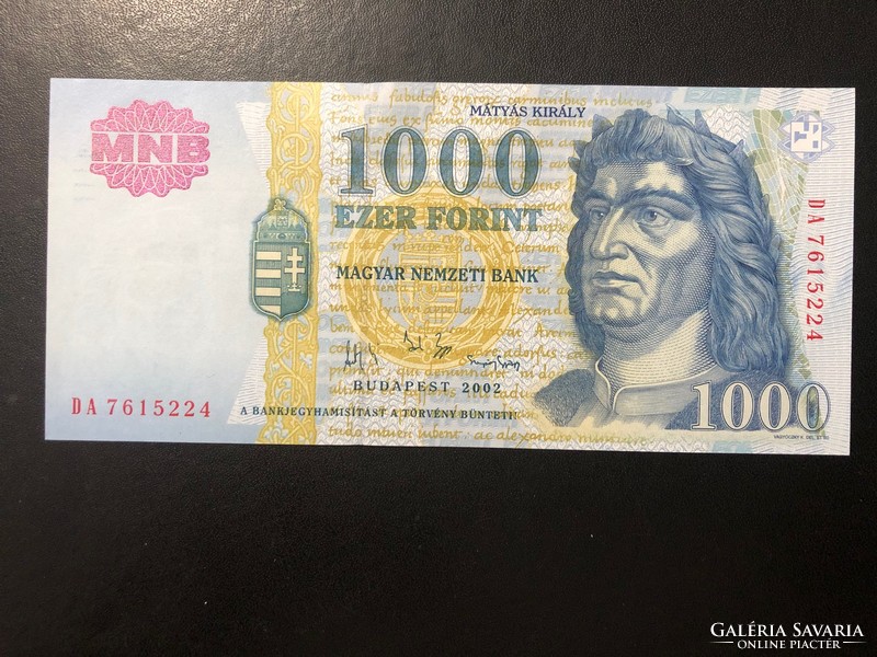 1000 forint 2002. "DA".  TÖKÉLETES UNC!! RITKA!!