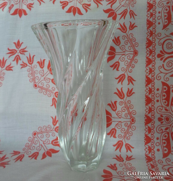 Retro, csavart üvegváza (1970-1980-as évek, vastag üveg, váza)
