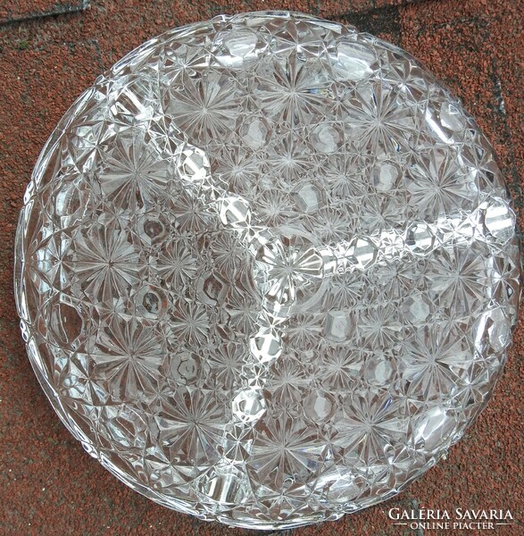 Osztott üveg tál - üvegtál  kristály ? asztalközép
