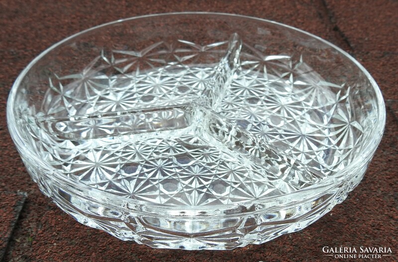 Divided glass bowl - glass bowl crystal? Table centrepiece