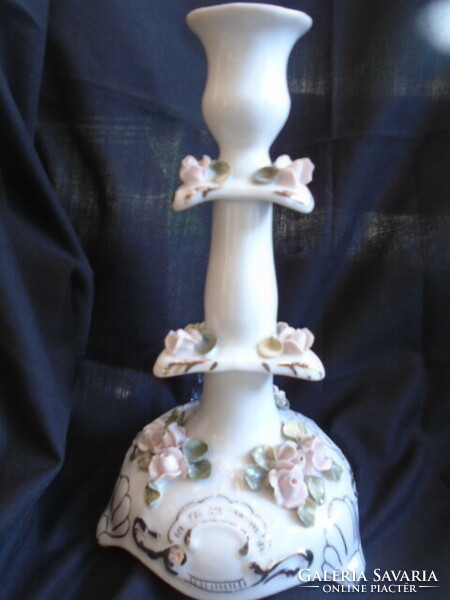 Massive, larger-sized, wonderful candle holder, very fine work, in display case condition, 24 x 14 cm