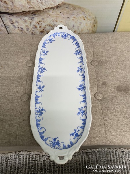 Zsolnay Porcelán Kék Virágmintás Asztalközép, Kínálótál A43