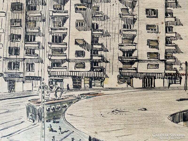 Zsigmond Móricz square - colored ink