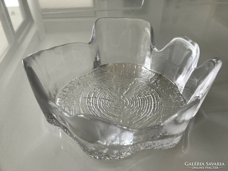 Vintage Swedish glass bowl, skruf glass, Bengt Edenfalk design