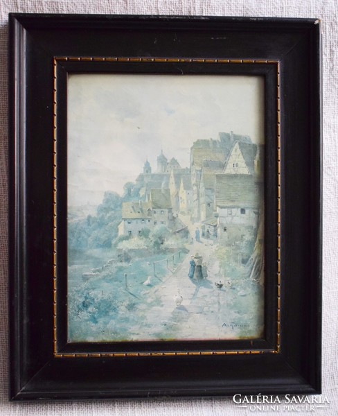 Picture frame with old print 27.5 x 33 cm, of which the frame thickness is 5 cm