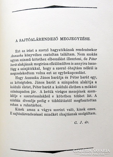 Géza Gárdonyi: Annuska (play) + friend Péter (narrative) in one volume, numbered, published by Dante)