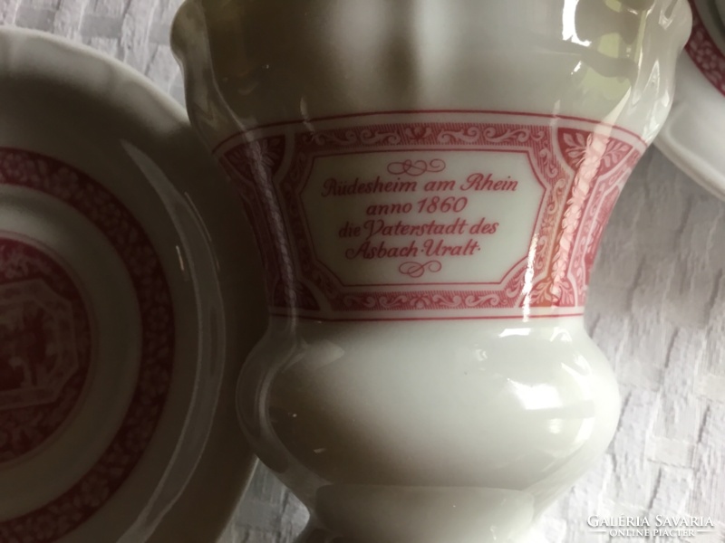 Heinrich Rüdesheim porcelán 6 személyes, vitrin állapotban