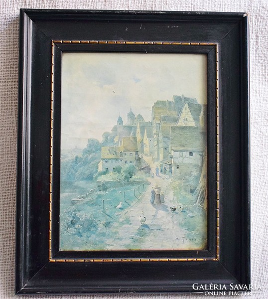 Picture frame with old print 27.5 x 33 cm, of which the frame thickness is 5 cm