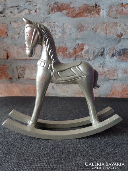 "Silver" wooden rocking horse for decoration