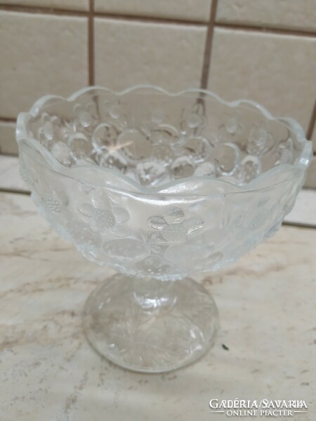 Strawberry patterned glass serving dish, table center serving dish for sale!