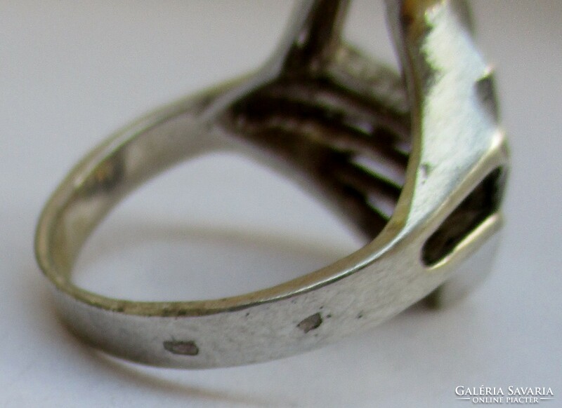 Beautiful old handmade large silver ring