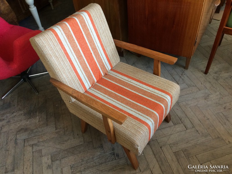 Old retro wooden armchair mid century armchair