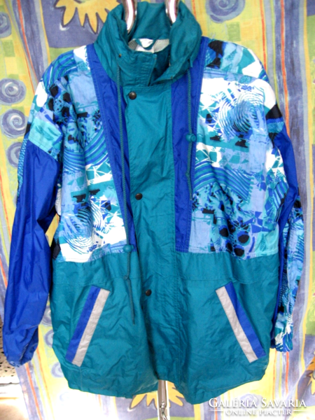 Retro windbreaker with cheerful men's jacket in bright blue colors