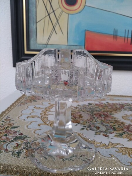 Marked Scandinavian crystal candle holder, holds seven