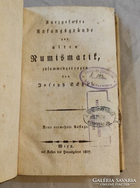 Joseph Eckhel -Régi numizmatikai könyv..Kurzgefaßte Anfangsgründe zur alten Numismatik.1807