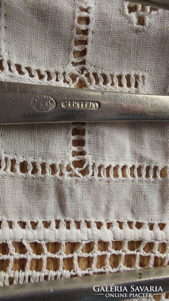 6 antique alpaca teaspoons, +1 alpaca sugar tongs - marked cutlery