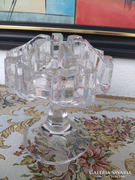 Marked Scandinavian crystal candle holder, holds seven