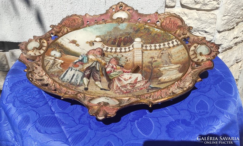 Huge, beautiful, special antique terracotta ceramic with a giant wall. 1800s, 53 cm.
