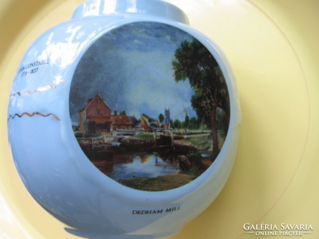 English staffordshire tea holder, vase with 3 john constable reproductions