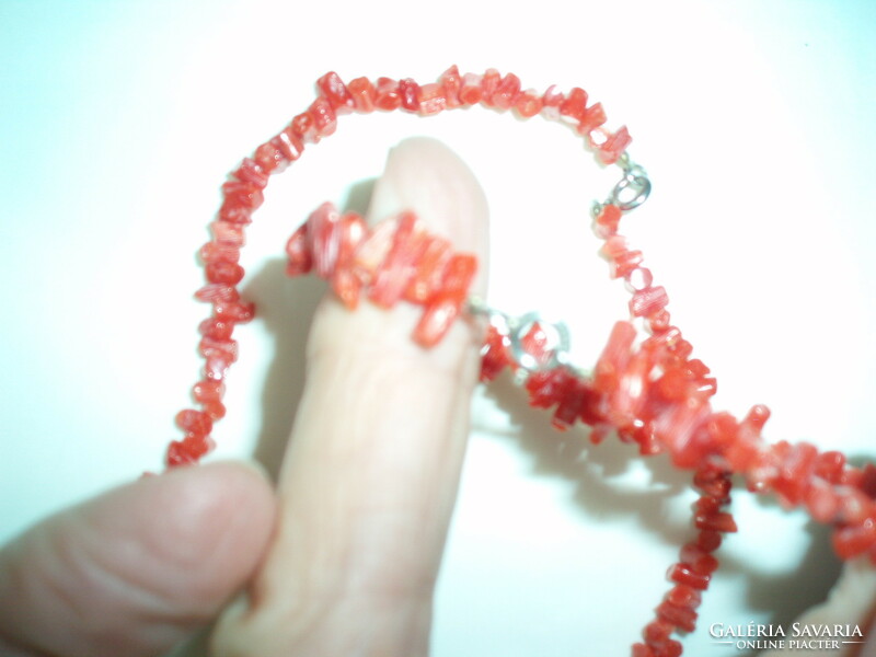 Vintage coral necklace bracelet set with silver fittings
