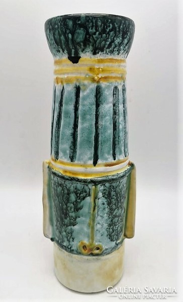 Fórizsné, 27 cm retro kerámia váza, figurális kerámia, bajuszos, ritka, jelzett