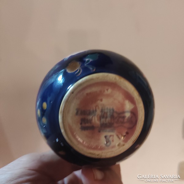 Antique Zsolnay jug, bokàly, cobalt blue 1800s. Family seal.