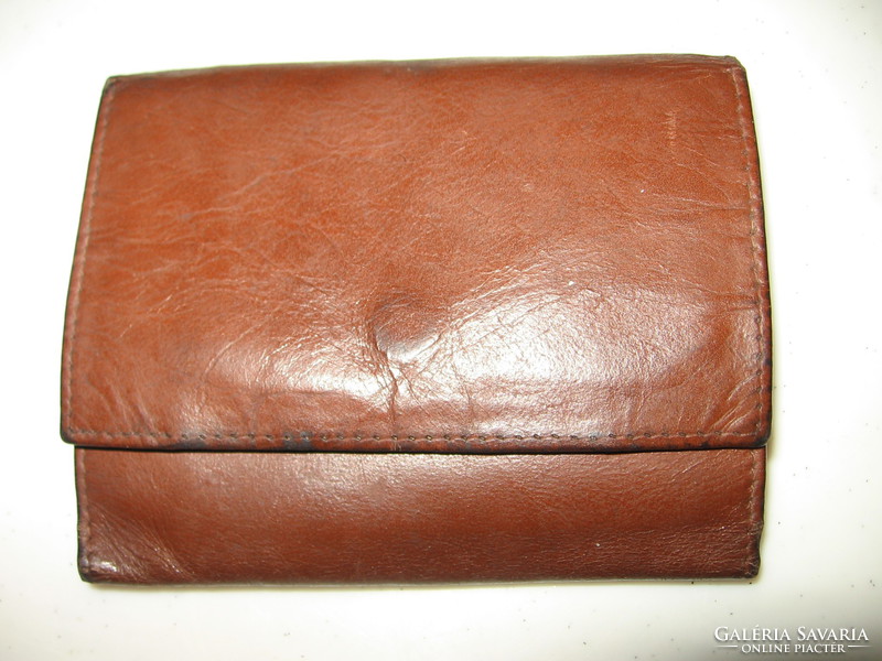 Brown leather wallet with double-sided opening in Retro leather factory