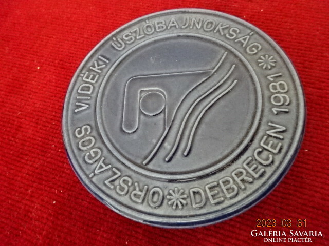 Glazed ceramic plaque, national rural swimming championship - Debrecen. Jokai.