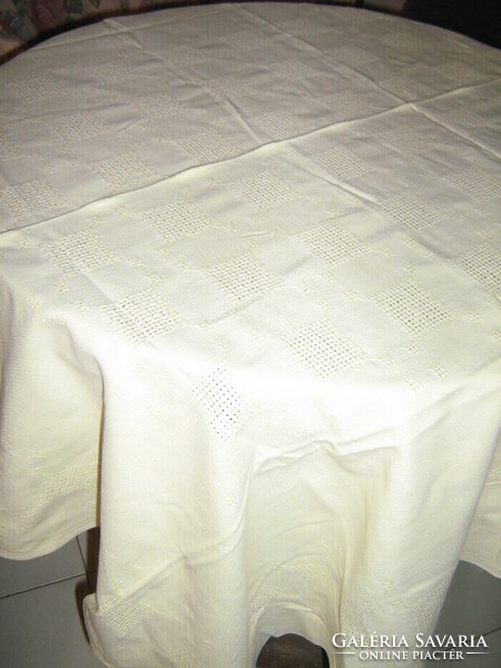 Beautiful antique Toledo pattern yellow woven tablecloth