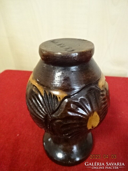 Korondi glazed ceramic vase, height 12 cm. Jokai.