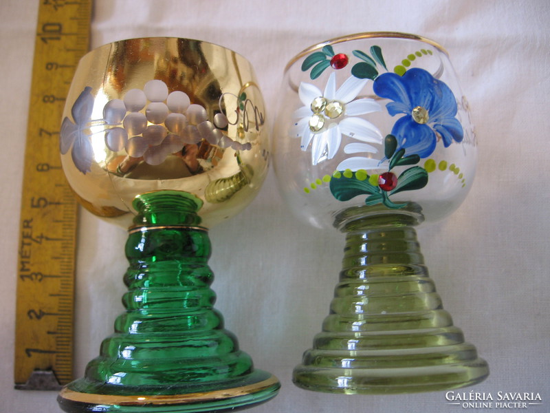 Römer brandy glasses decorated with gold and enamel, decorated with rhinestones