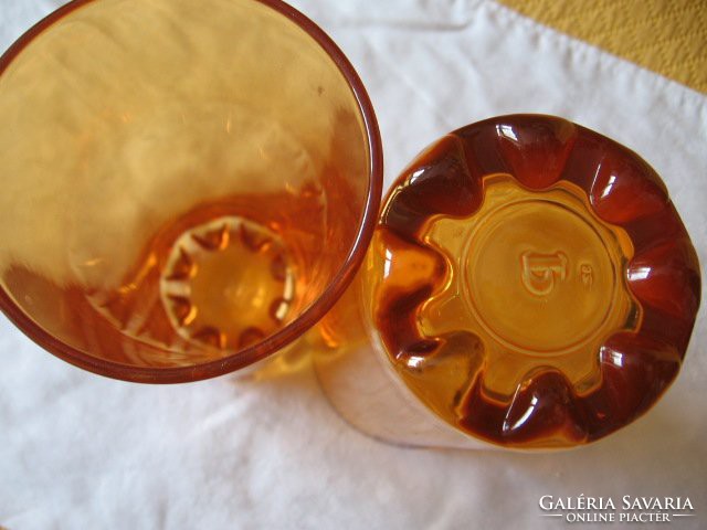 2 pcs retro amber colored bormioli vase in glass